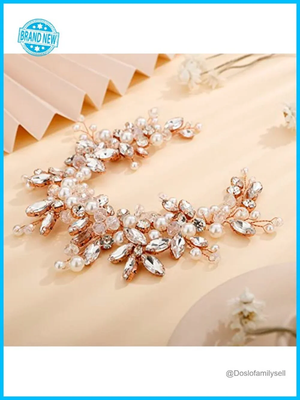 Dainty Rhinestone Crystal Pearl Headband Hair Vine Bridal Headpiece